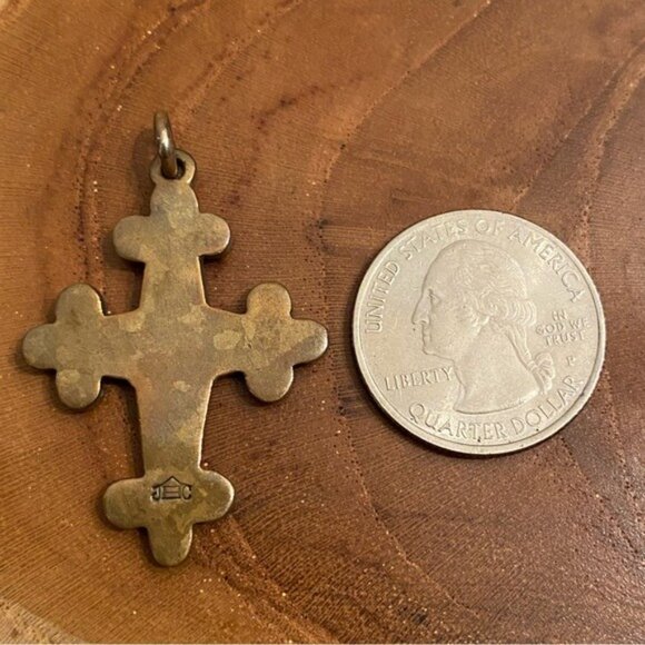 Jeep Collins Budded Cross Pendant, Brass - Picture 2 of 3